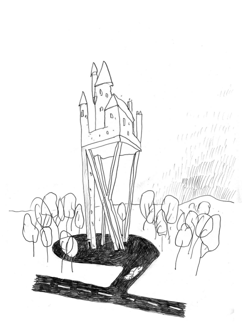 Croquis. Torre de Agua de Ghlin / Chateau d'eau por V+. 