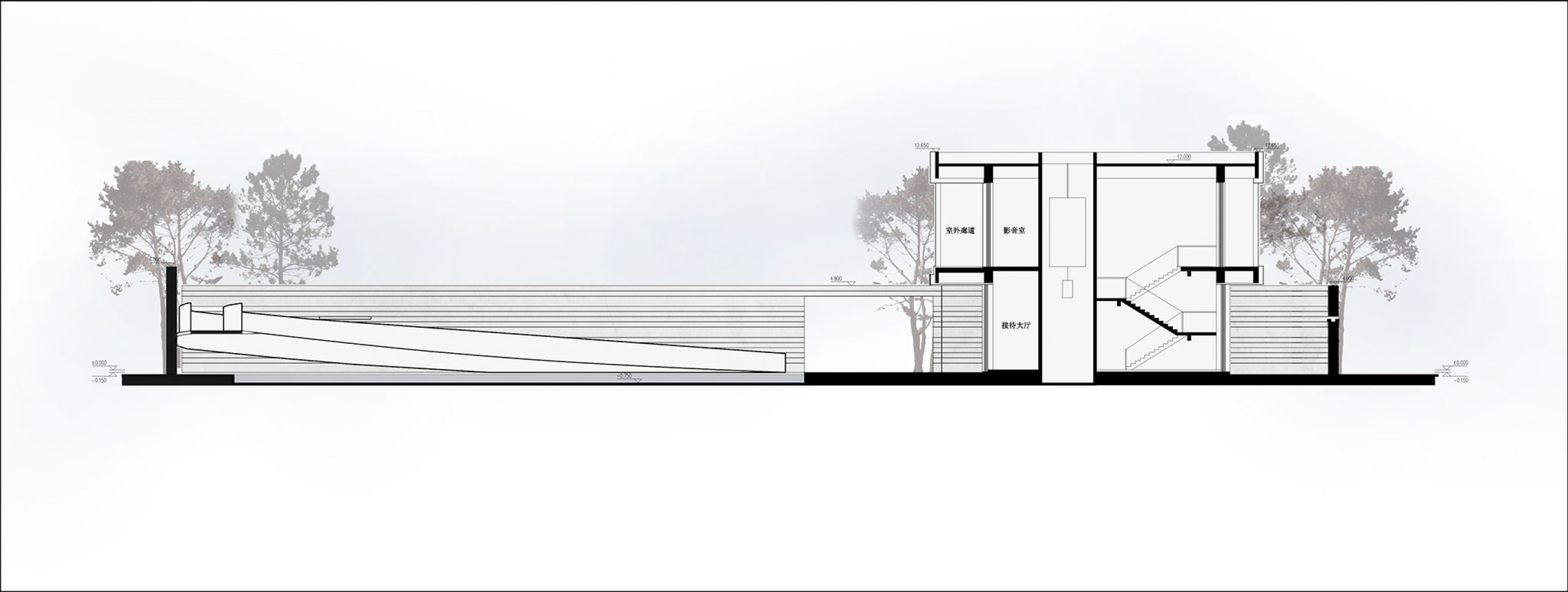 Sección. Waterfront Art Gallery por Lacime Architects.