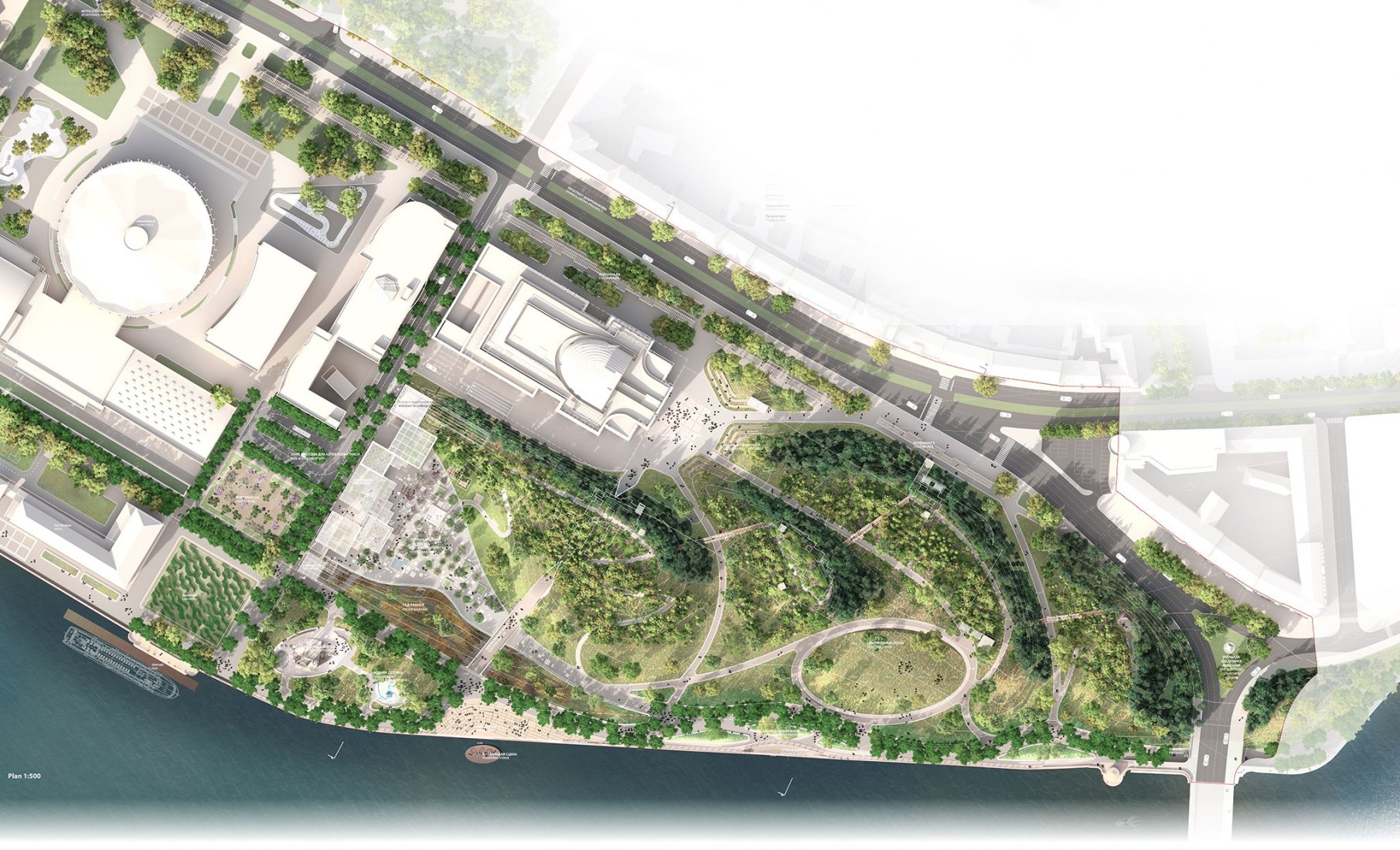 Planta de situación. Nuevo parque de la ciudad de San Petersburgo por West 8 + Studio 44
