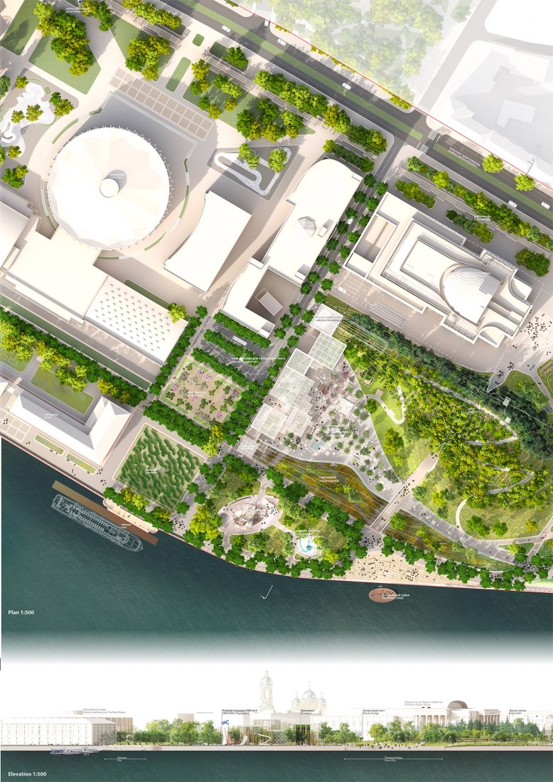 Detalle de planta general. Nuevo parque de la ciudad de San Petersburgo por West 8 + Studio 44