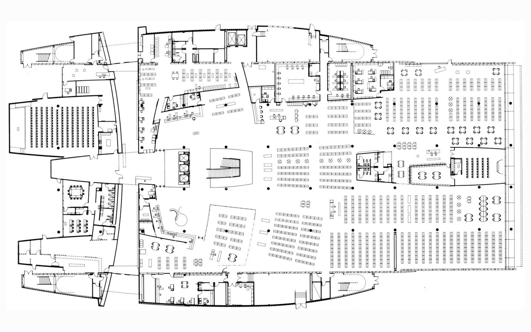Planta baja. Biblioteca Central Burton Barr Phoenix, por Will Bruder Architects y DWL Architects.