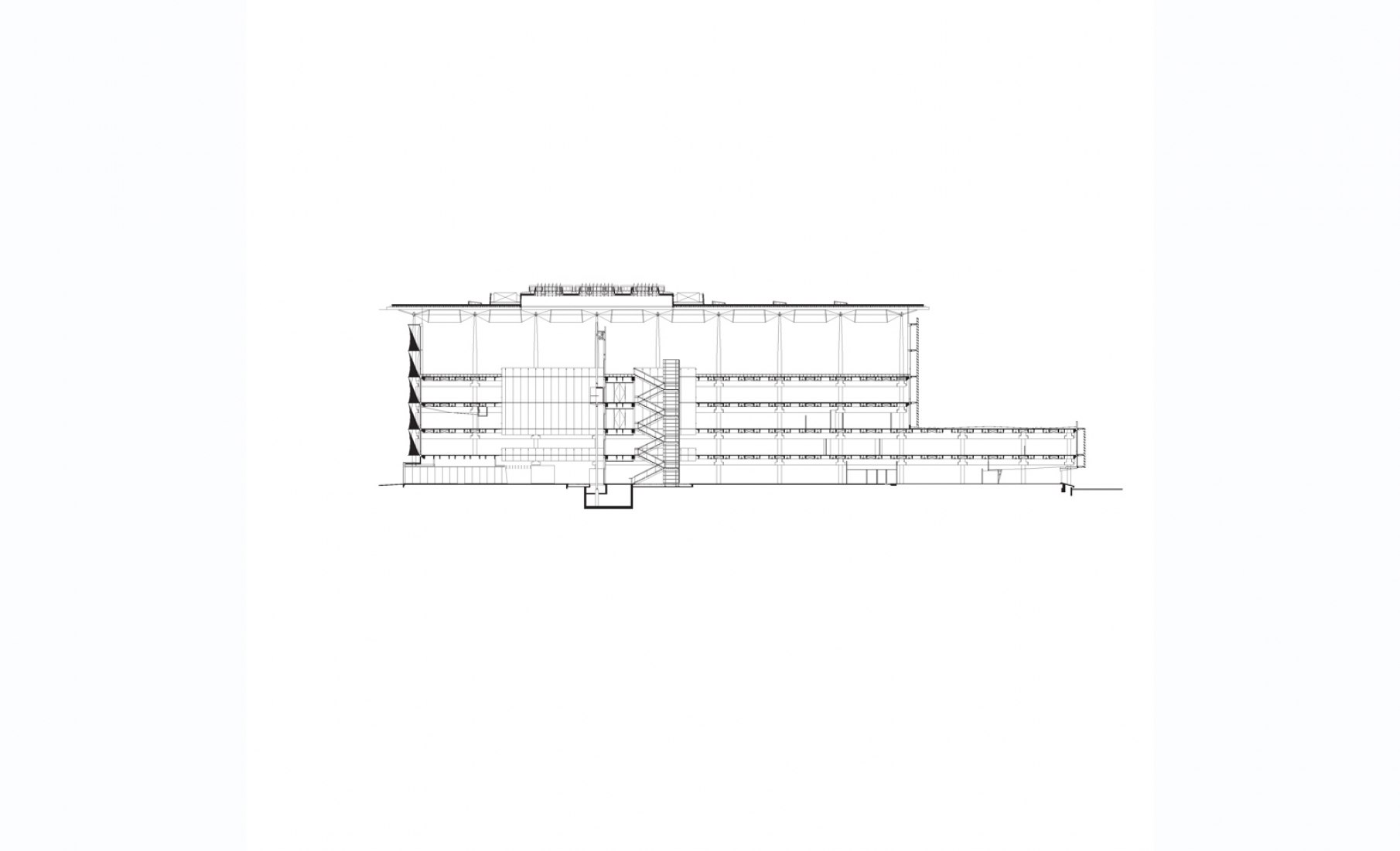 Sección. Biblioteca Central Burton Barr Phoenix, por Will Bruder Architects y DWL Architects.