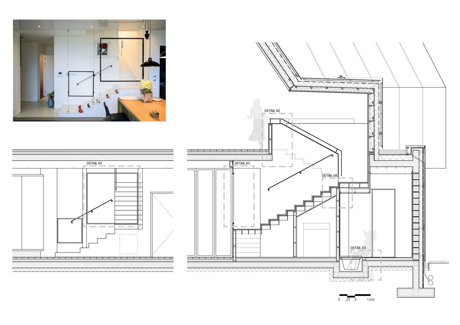 Construction section. House [in white]. Courtesy of AEV Architectures