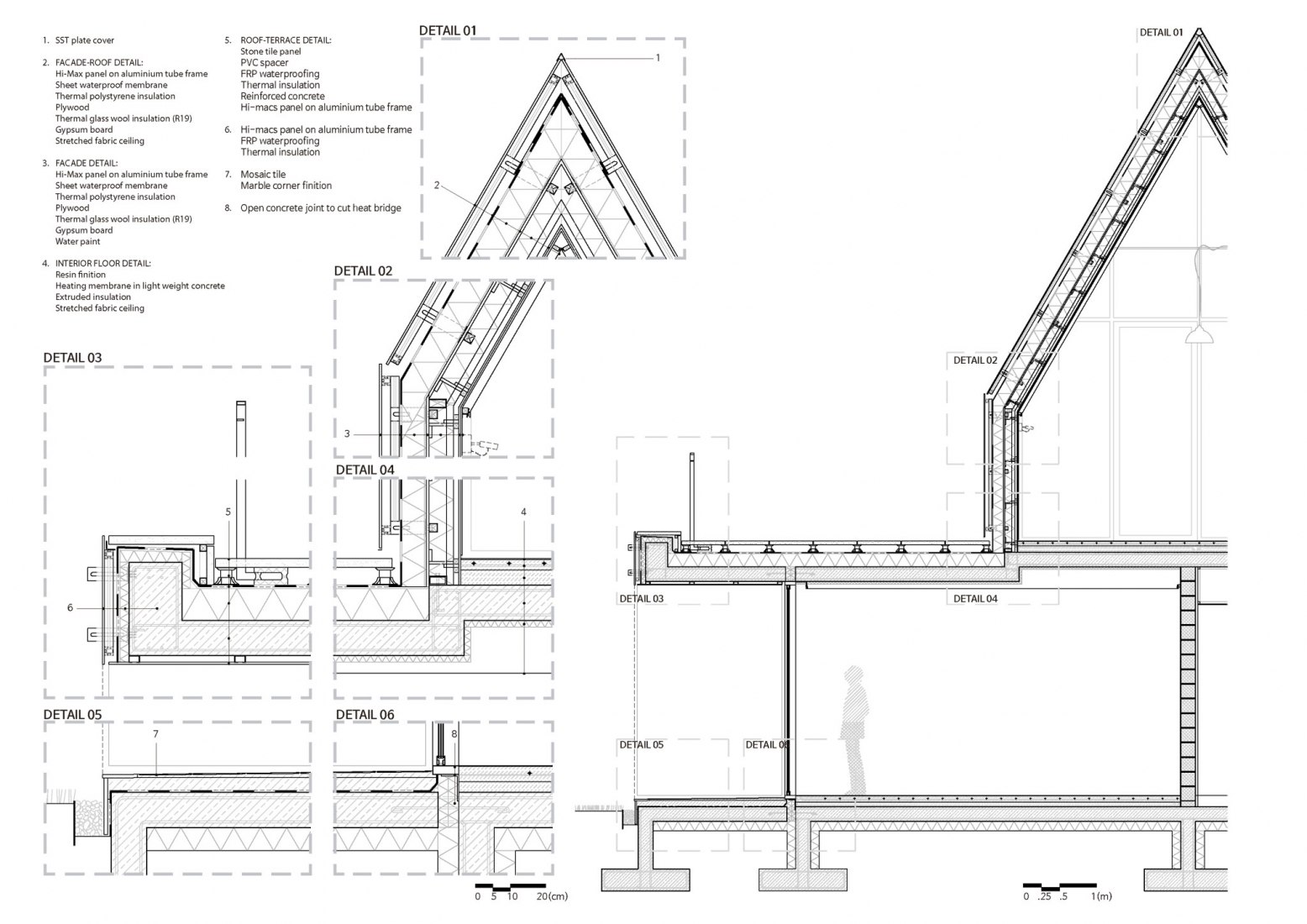 Construction section. House [in white]. Courtesy of AEV Architectures
