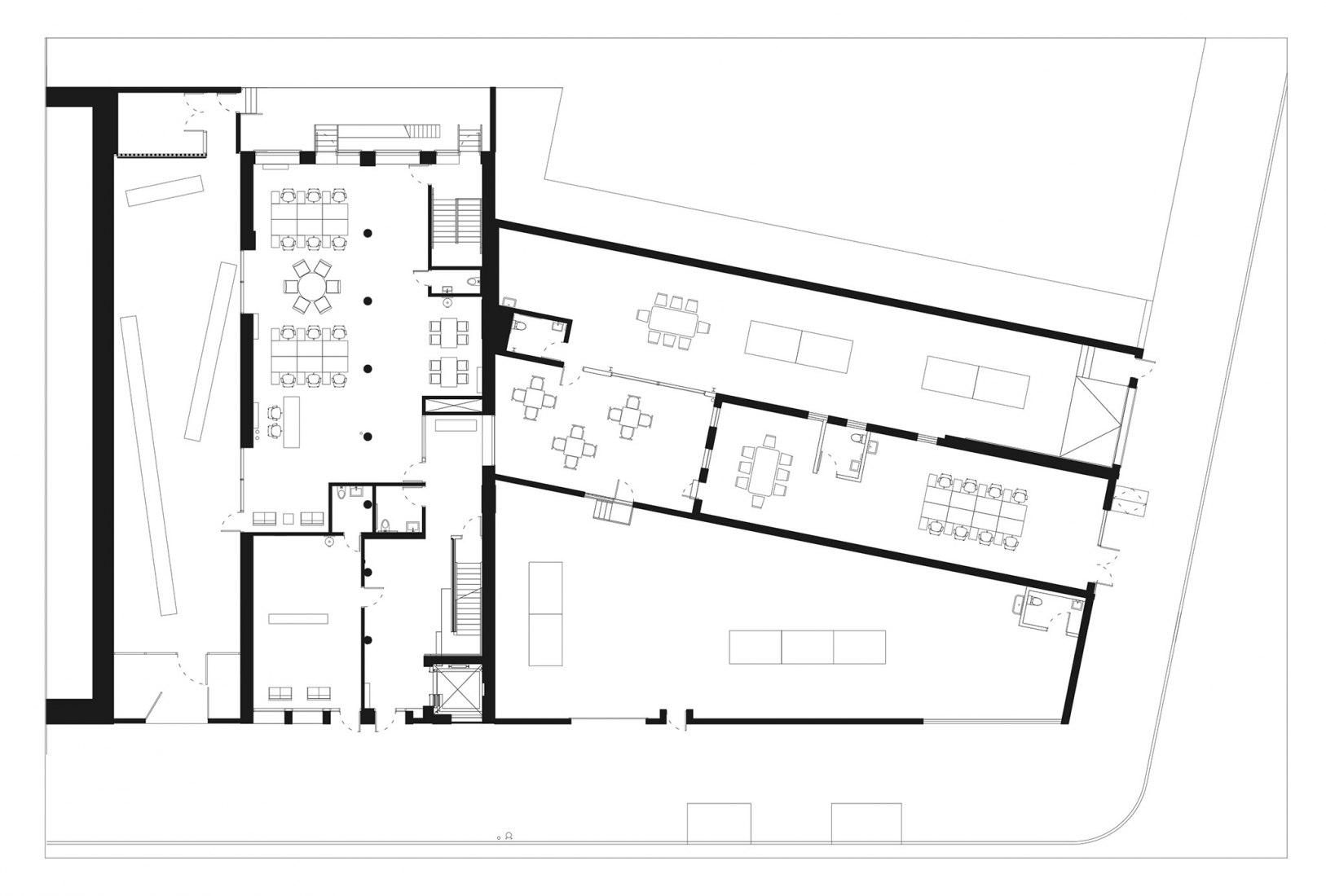 Ground floor plan. 77 Washington building by Worrell Yeung.