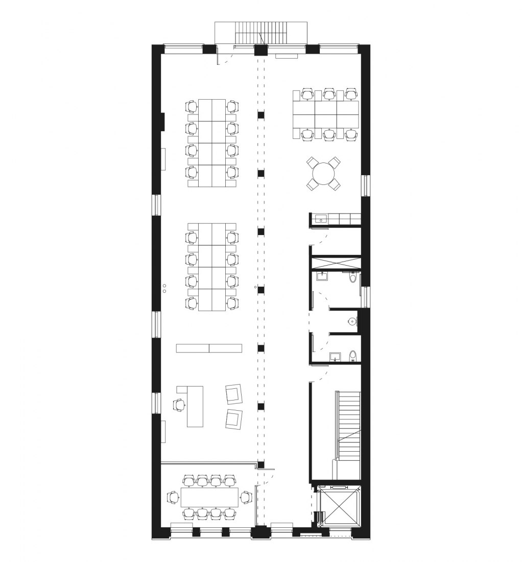 Typical floor plan. 77 Washington building by Worrell Yeung.