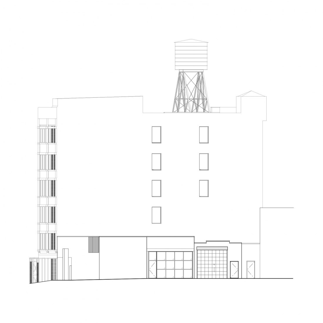 Park elevation. 77 Washington building by Worrell Yeung.
