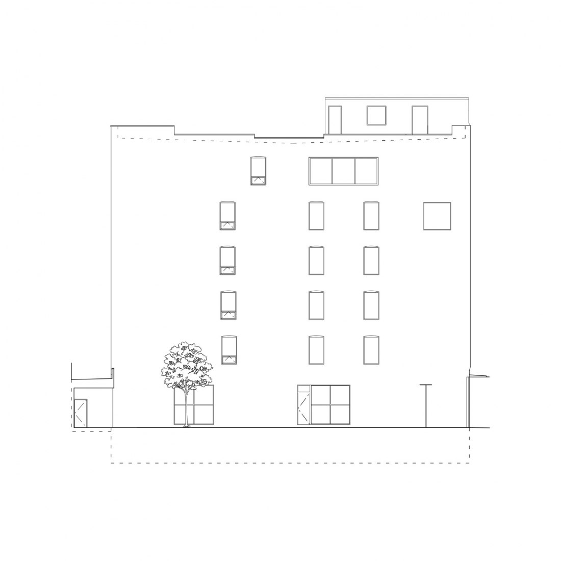 Garden elevation. 77 Washington building by Worrell Yeung.