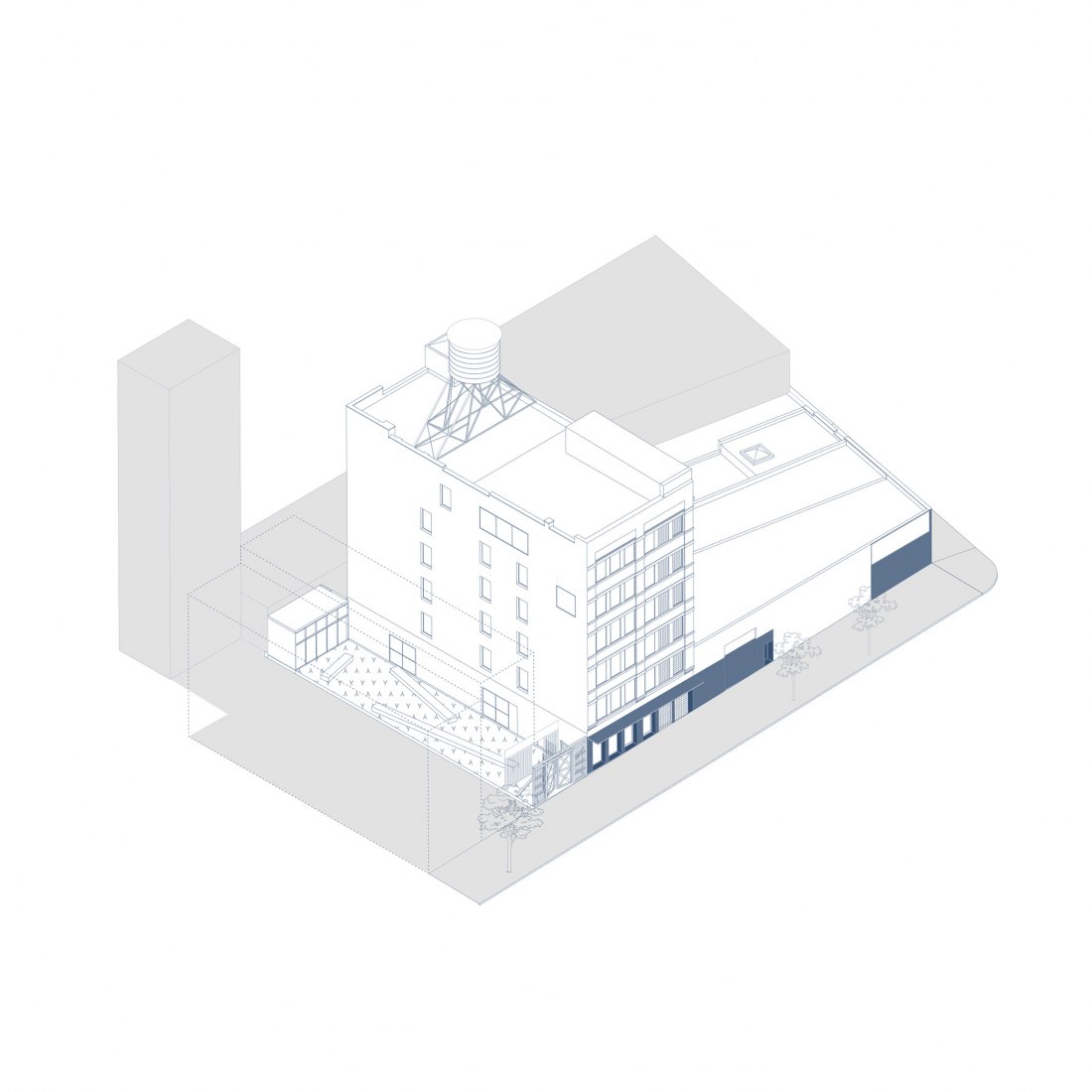 SW axonometric. 77 Washington building by Worrell Yeung.