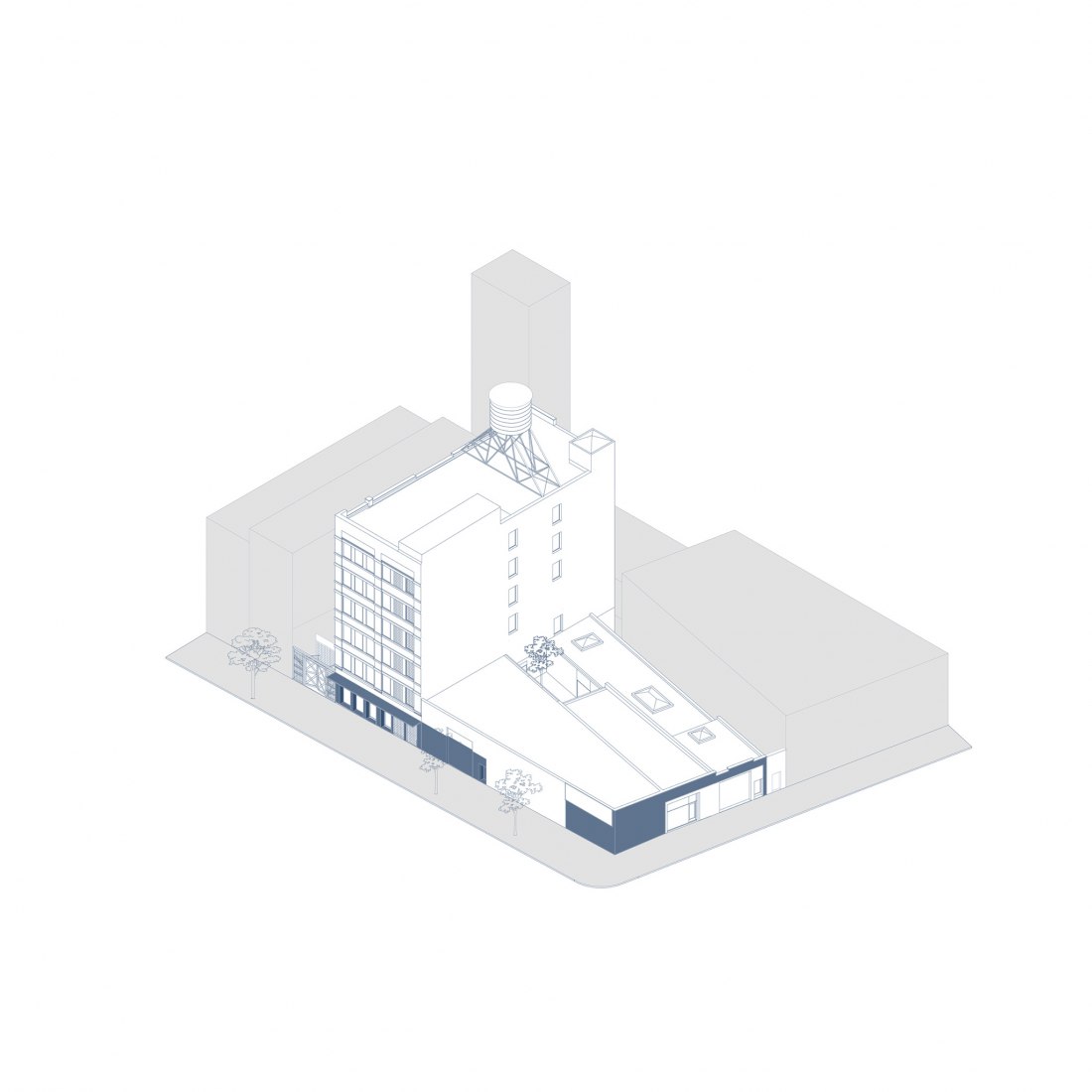SE axonometric. 77 Washington building by Worrell Yeung.