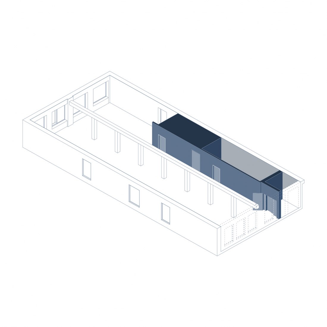 Typical floor axonometric. 77 Washington building by Worrell Yeung.
