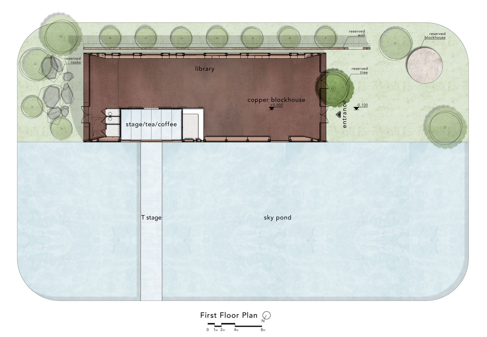 Planta baja. «Copper Blockhouse» por Wutopia Lab.