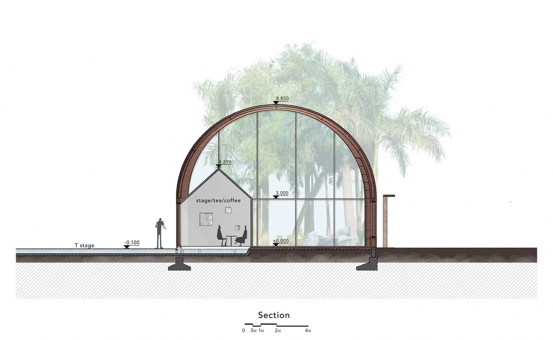 Sección. «Copper Blockhouse» por Wutopia Lab.