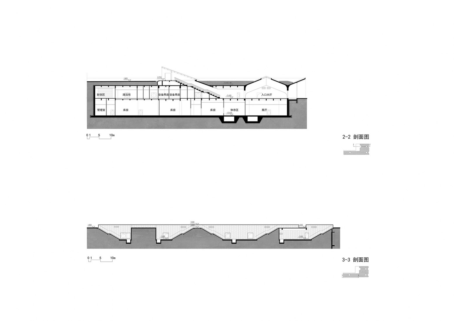 Plano de sección. Deep Time Palace. El Ojo del Museo por Wutopia Lab.