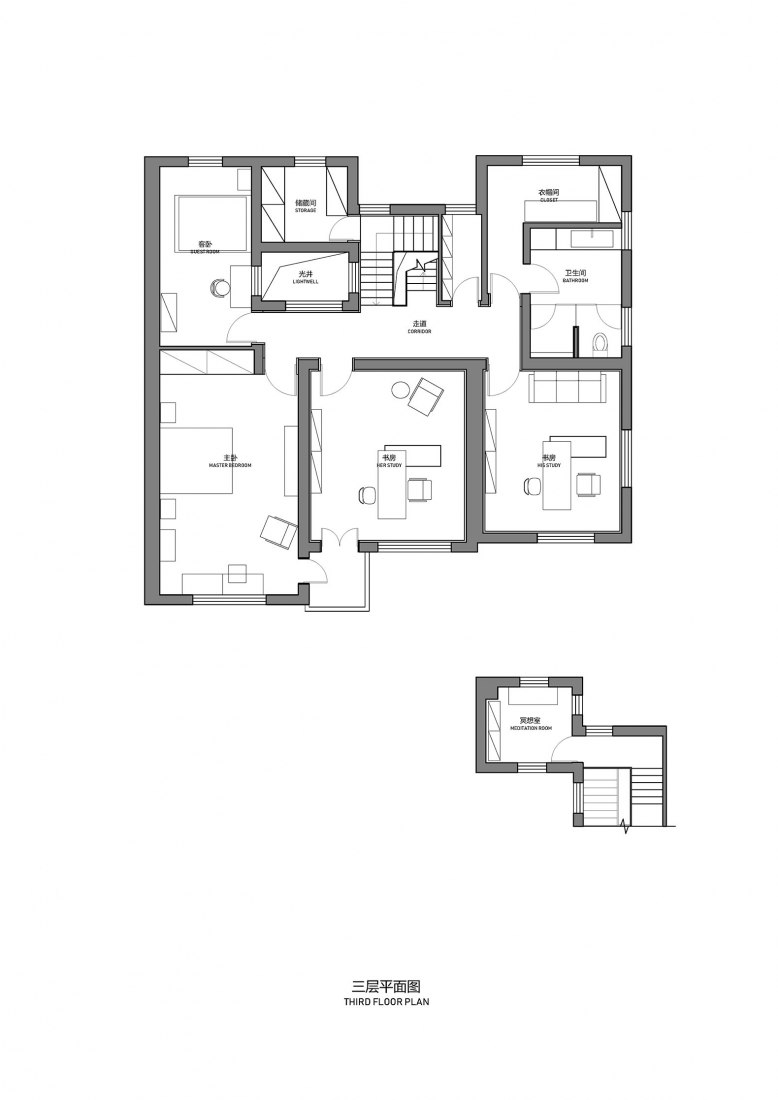 Second floor plan. Hypocam House by Wutopia Lab.