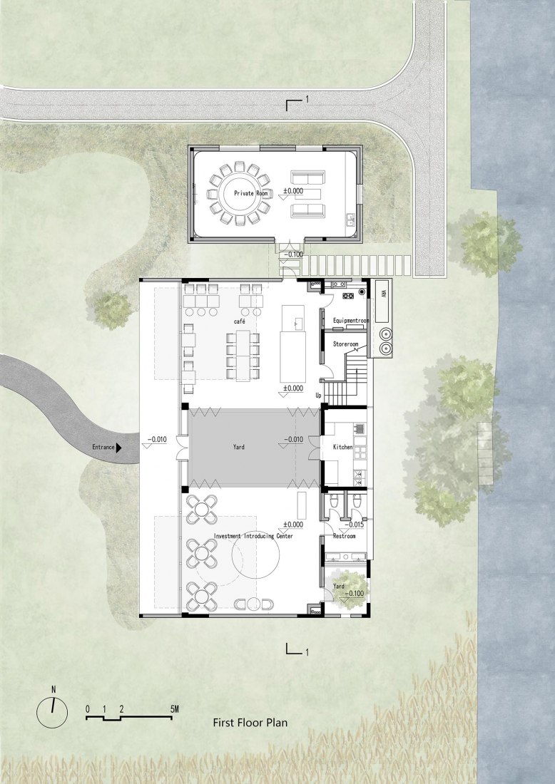 Plano de planta de acceso. The White Suzhou Section Homestay por Wutopia Lab.