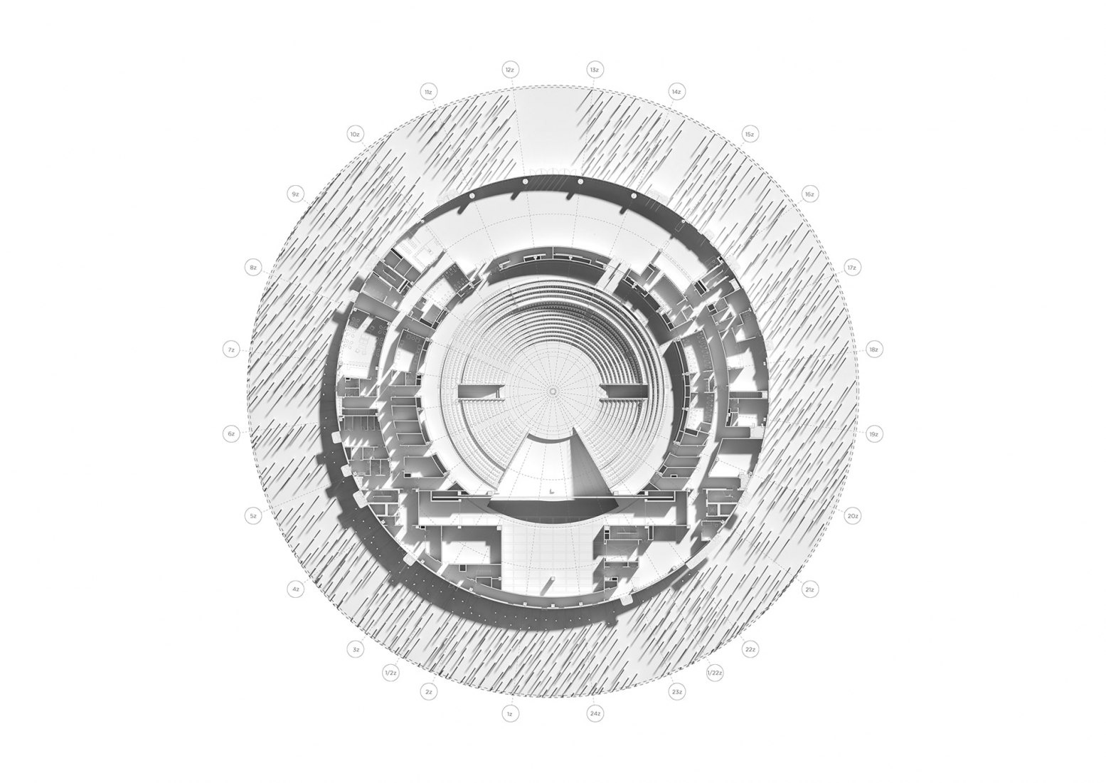 Ground floor plan. Wuxi Show Theatre by Steven Chilton Architects