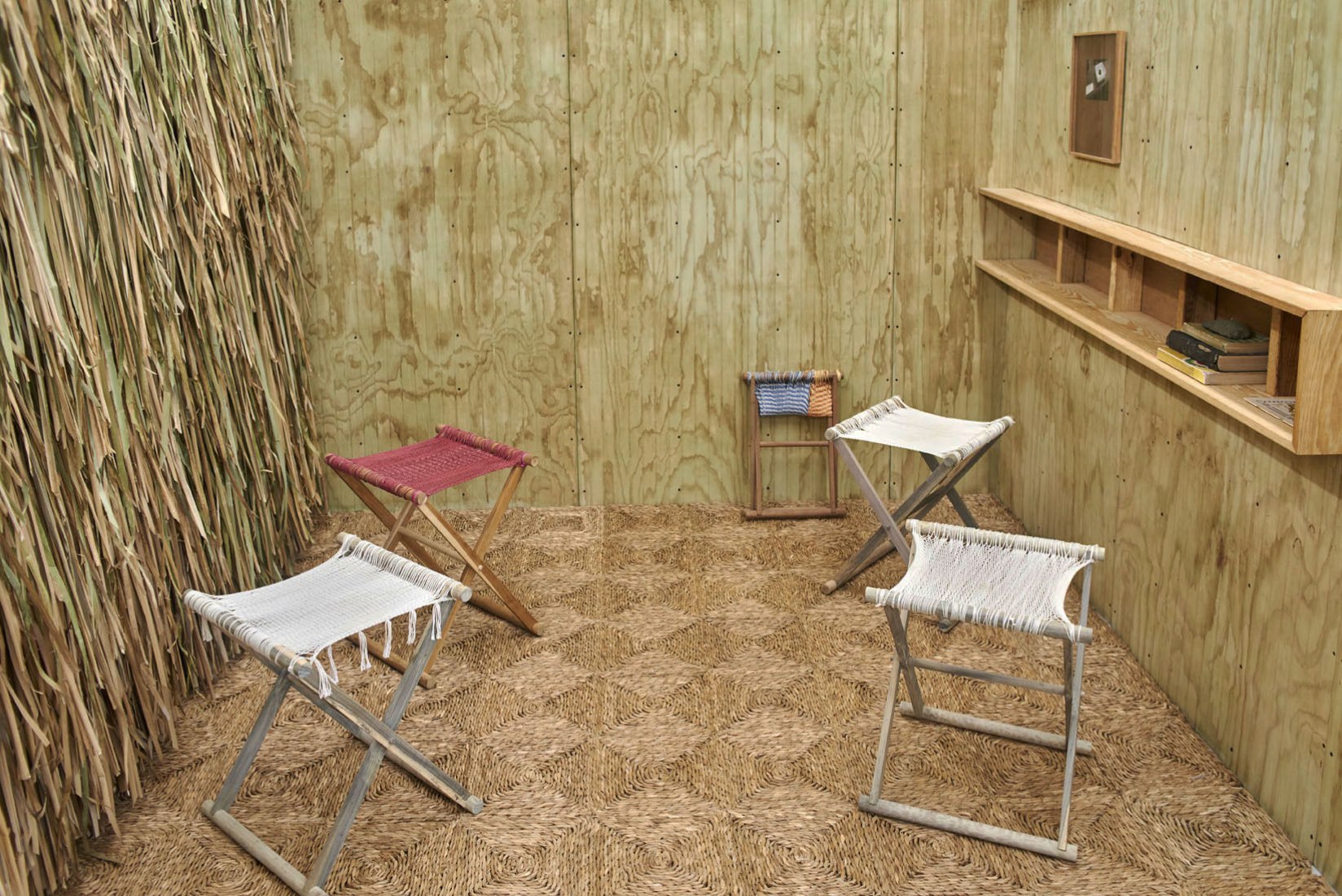 Jorge González, dyed cotton stools seen in the exhibition 359 dias en 19 meses (359 days in 19 months) at Embajada, Puerto Rico. Image courtesy of Embajada, Puerto Rico