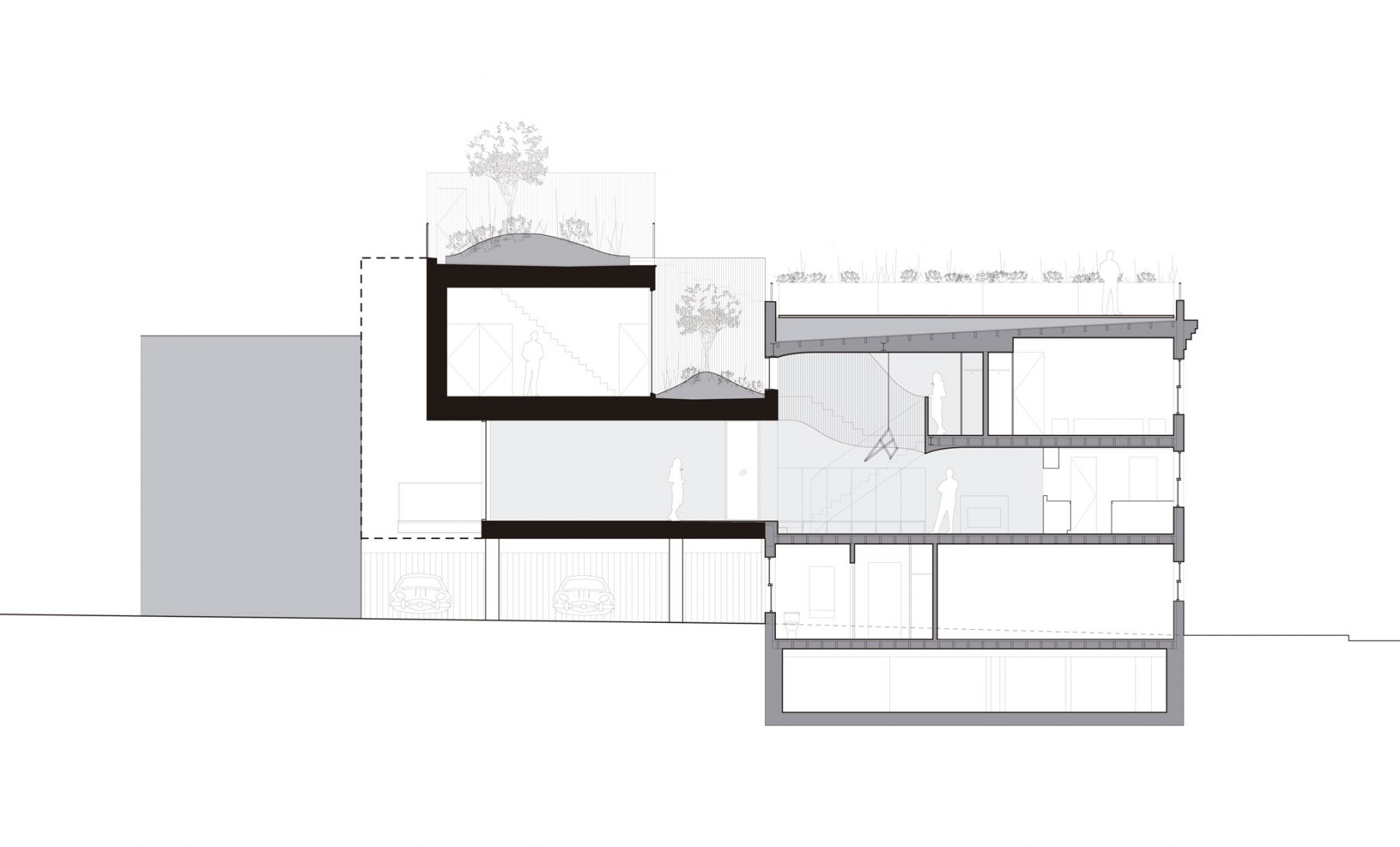 Section. Wythe Corner House by Young Projects. Image courtesy of Young Projects