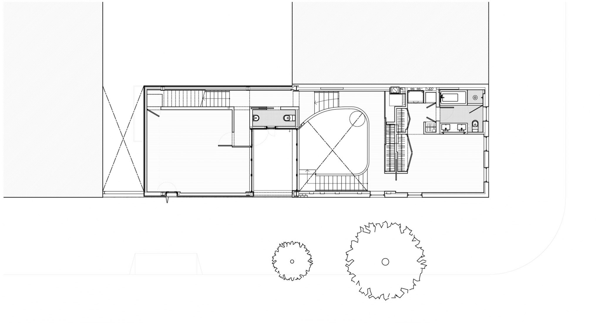 First floor plan. Wythe Corner House by Young Projects. Image courtesy of Young Projects