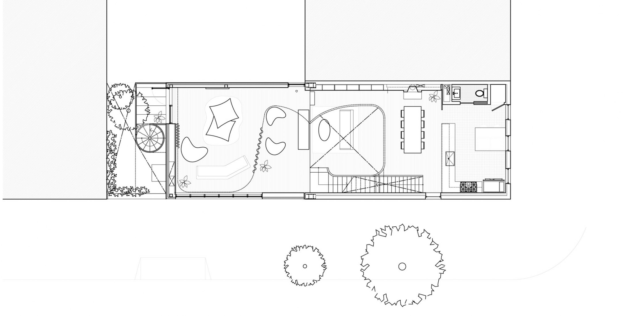 Ground floor plan. Wythe Corner House by Young Projects. Image courtesy of Young Projects