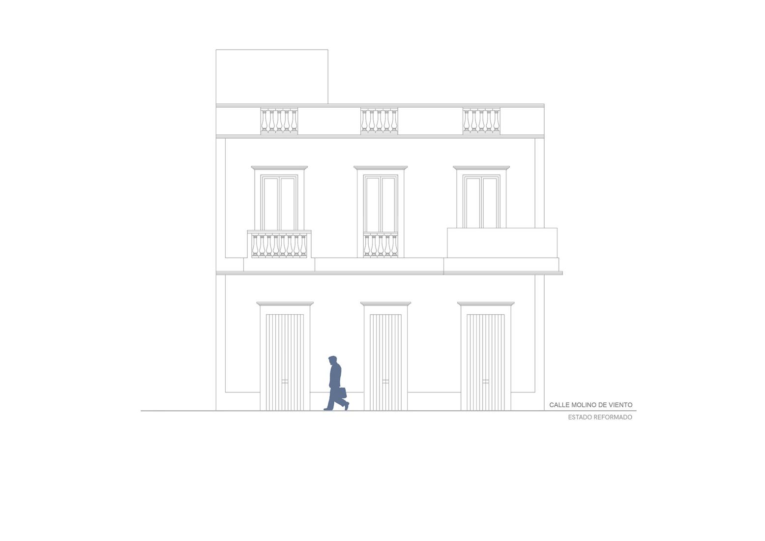 Molino de Viento street elevation. House M by Xstudio.