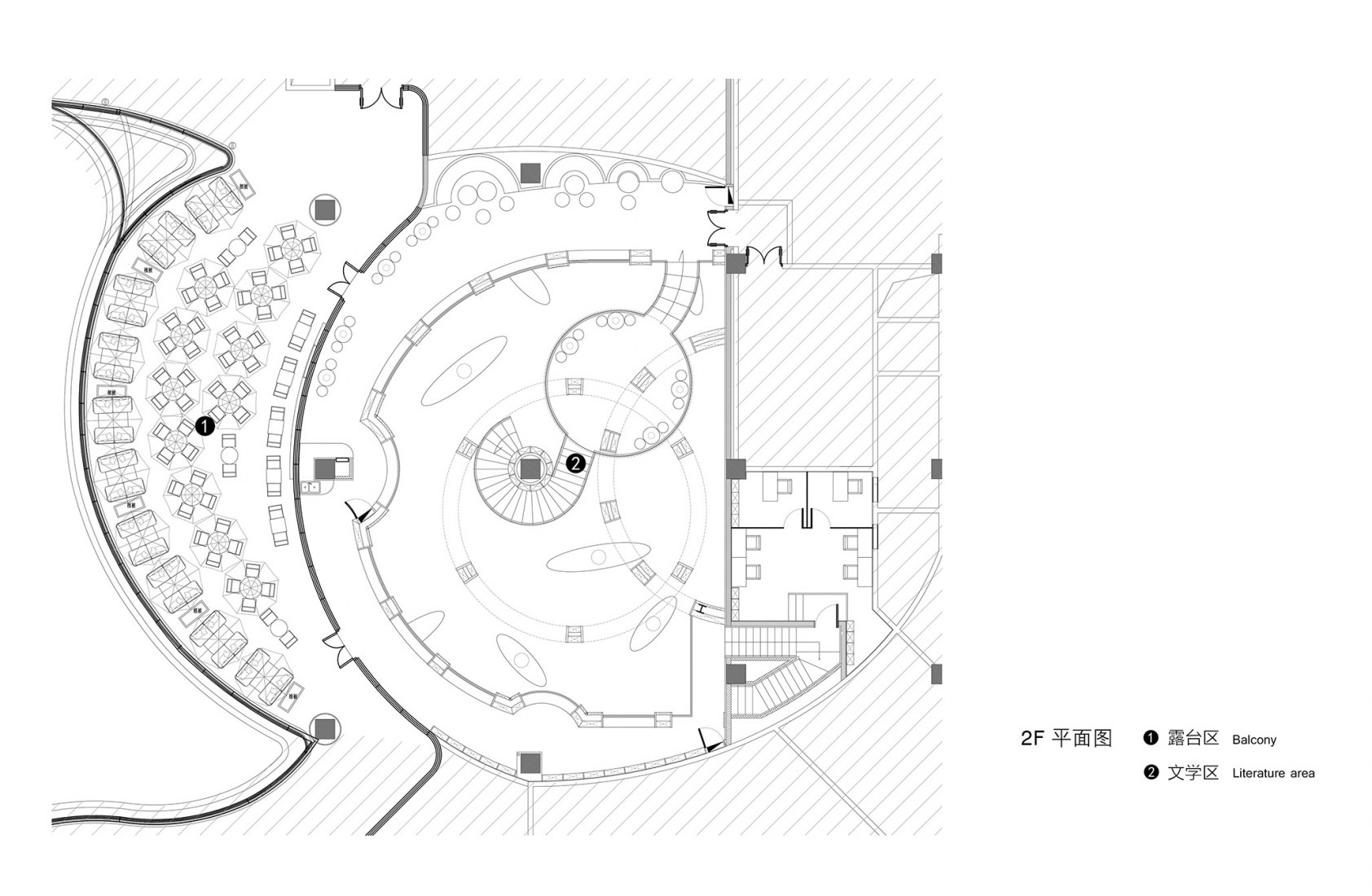 Plano de planta segunda. Dujiangyan Zhongshuge por X+Living.