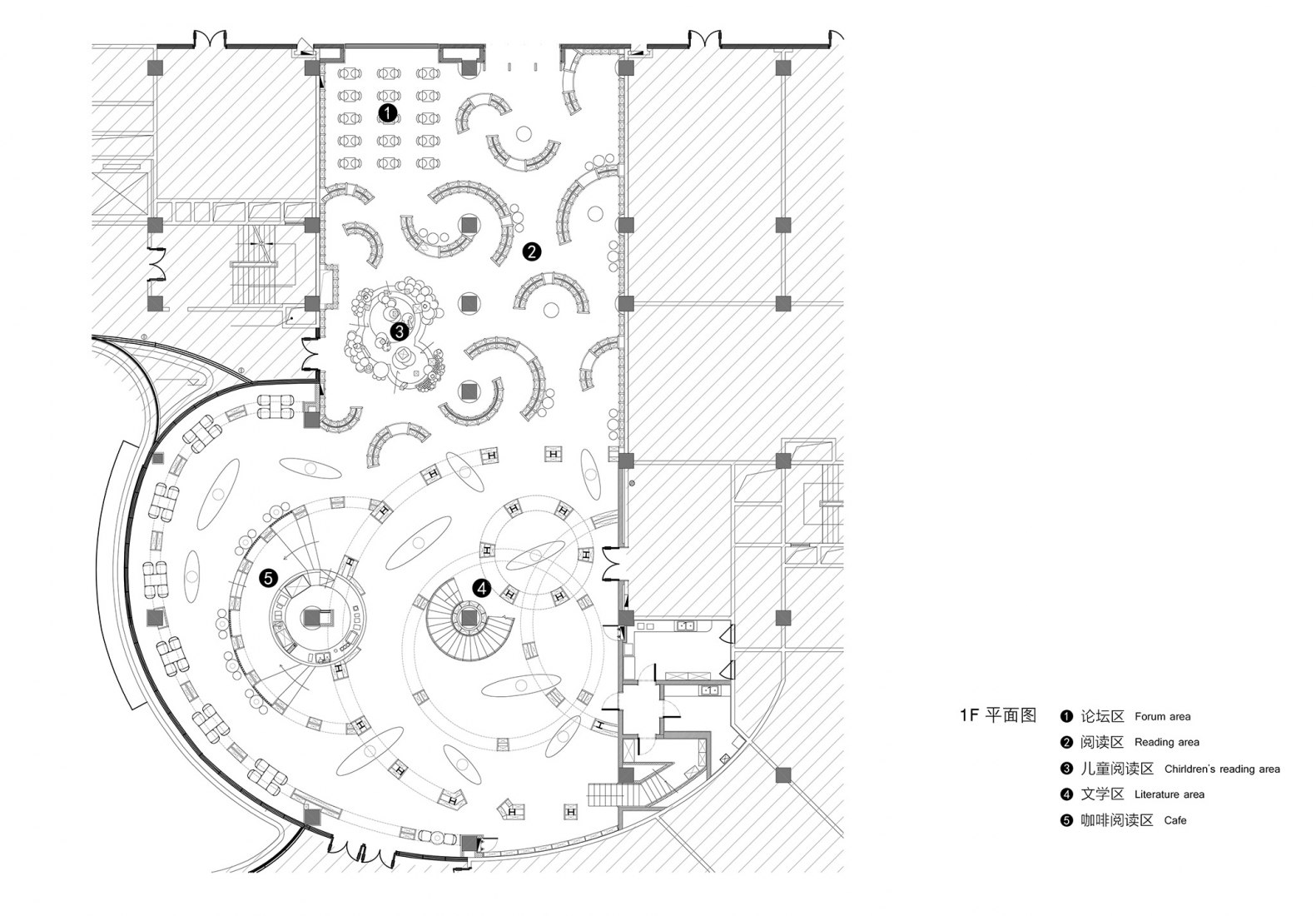 Plano de planta primera. Dujiangyan Zhongshuge por X+Living.