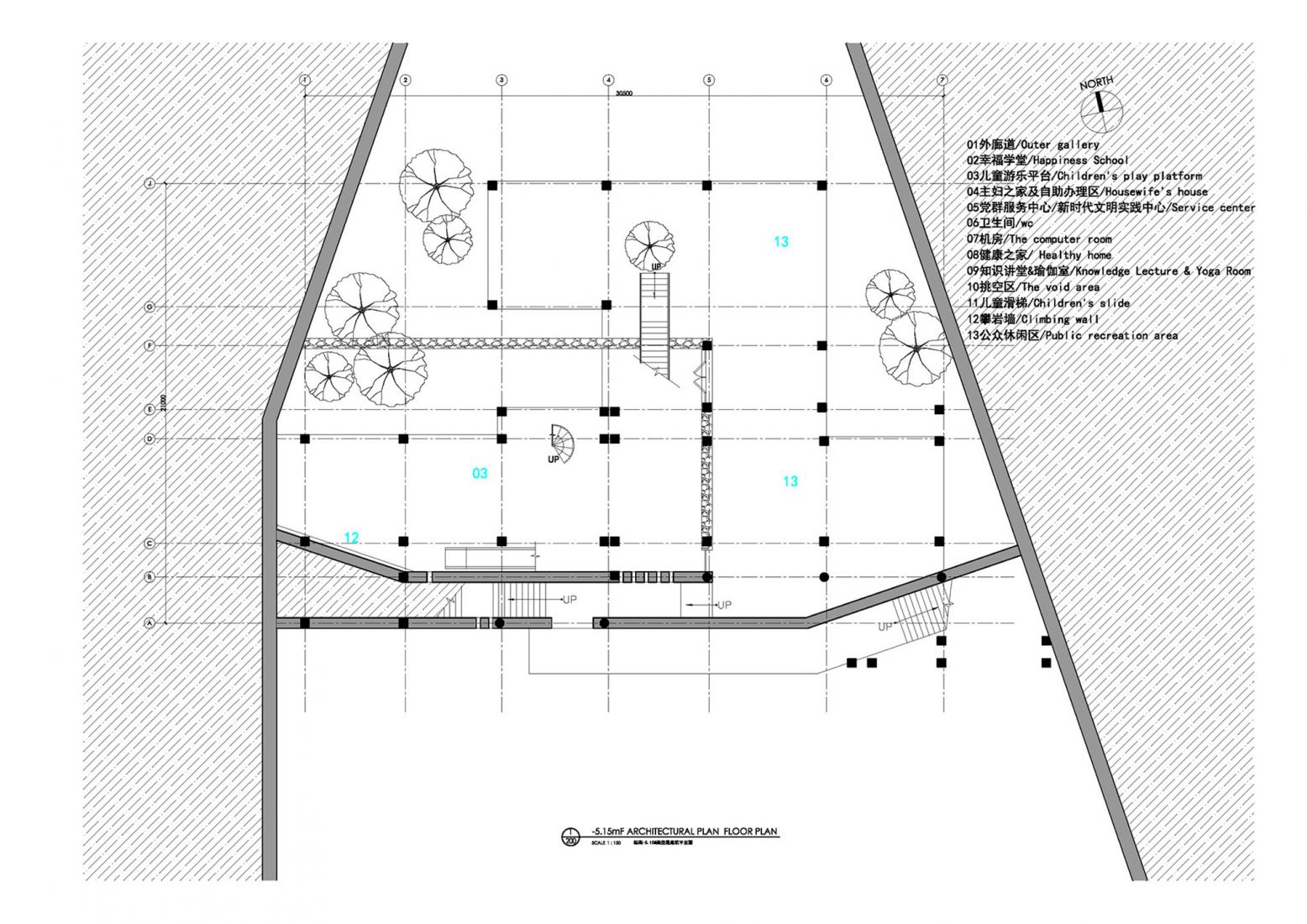 Planta -2. Centro comunitario del futuro por y.ad studio.