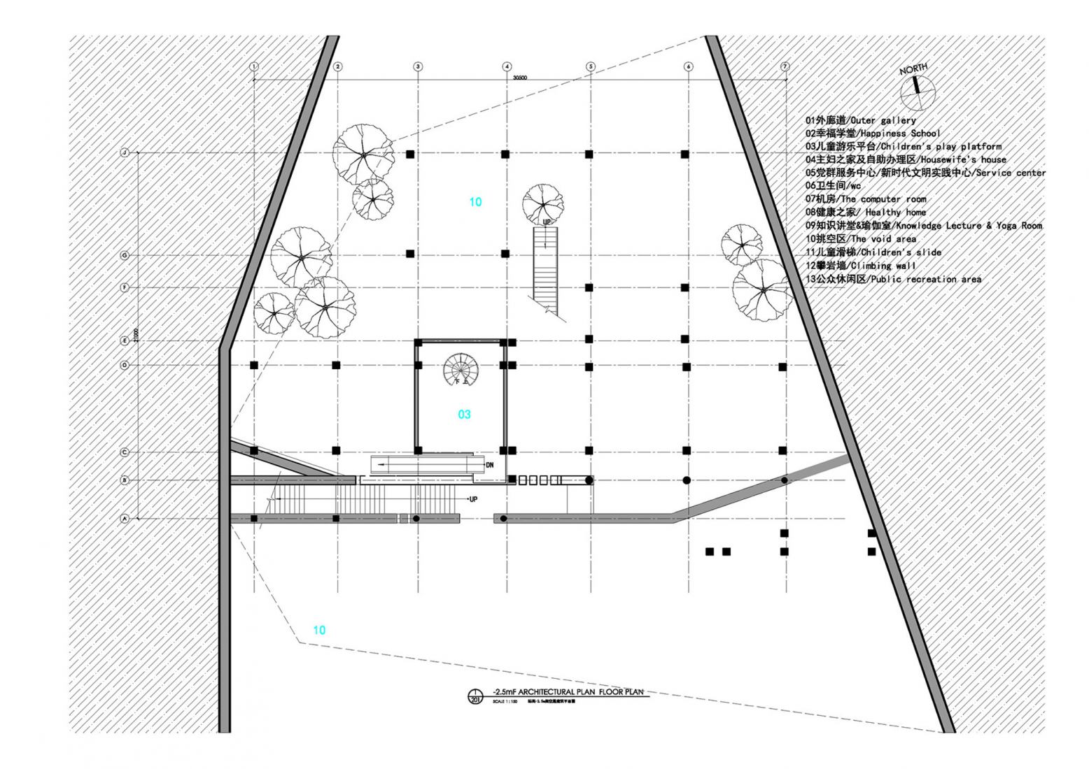 Planta -1. Centro comunitario del futuro por y.ad studio.