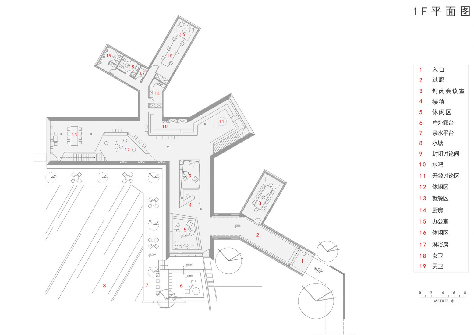First floor plan. Y20 SPACE by WJ Design.
