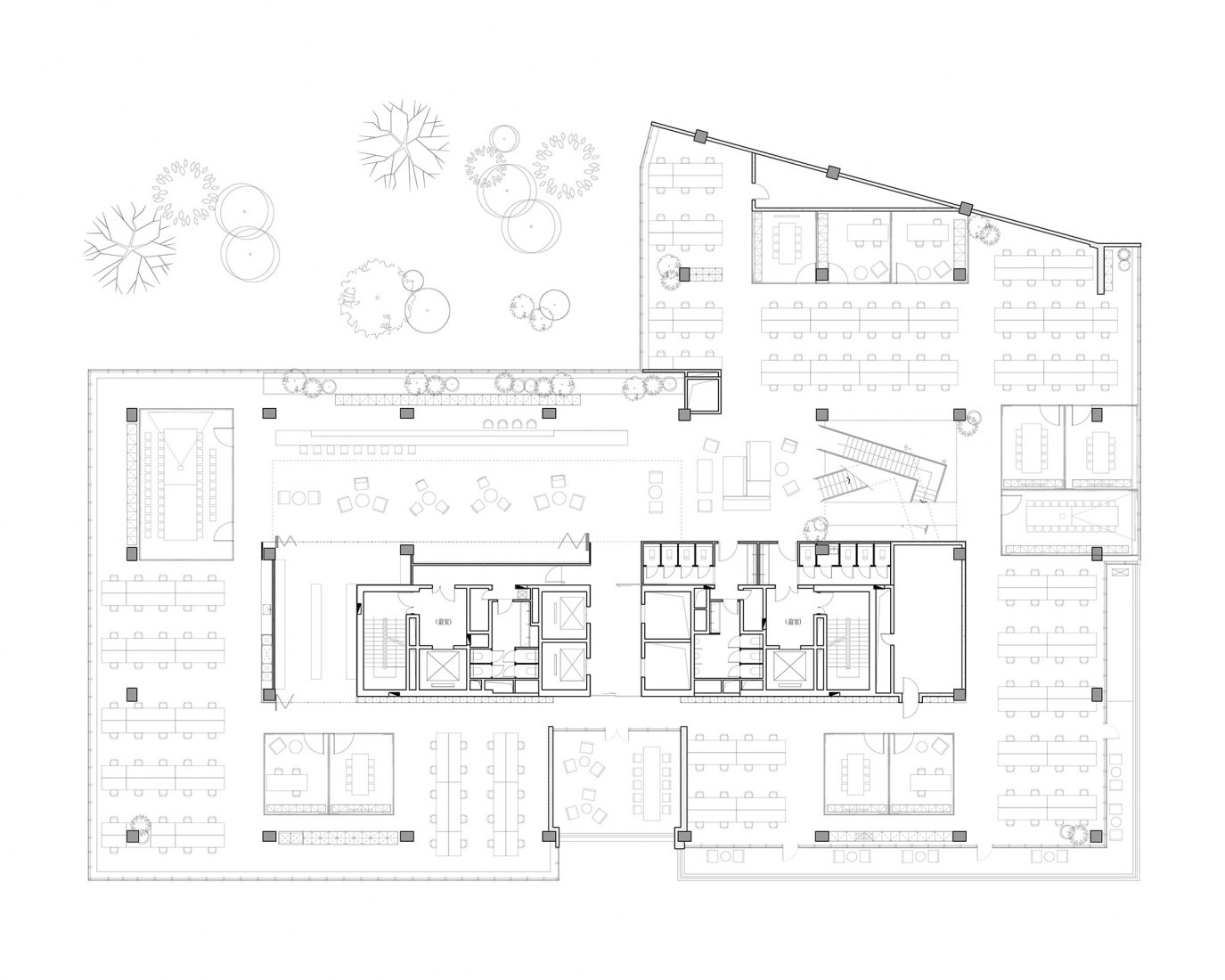 Plano primera planta P-6. Shenzhen Yeahka C4 Office Design por JSPA Design.