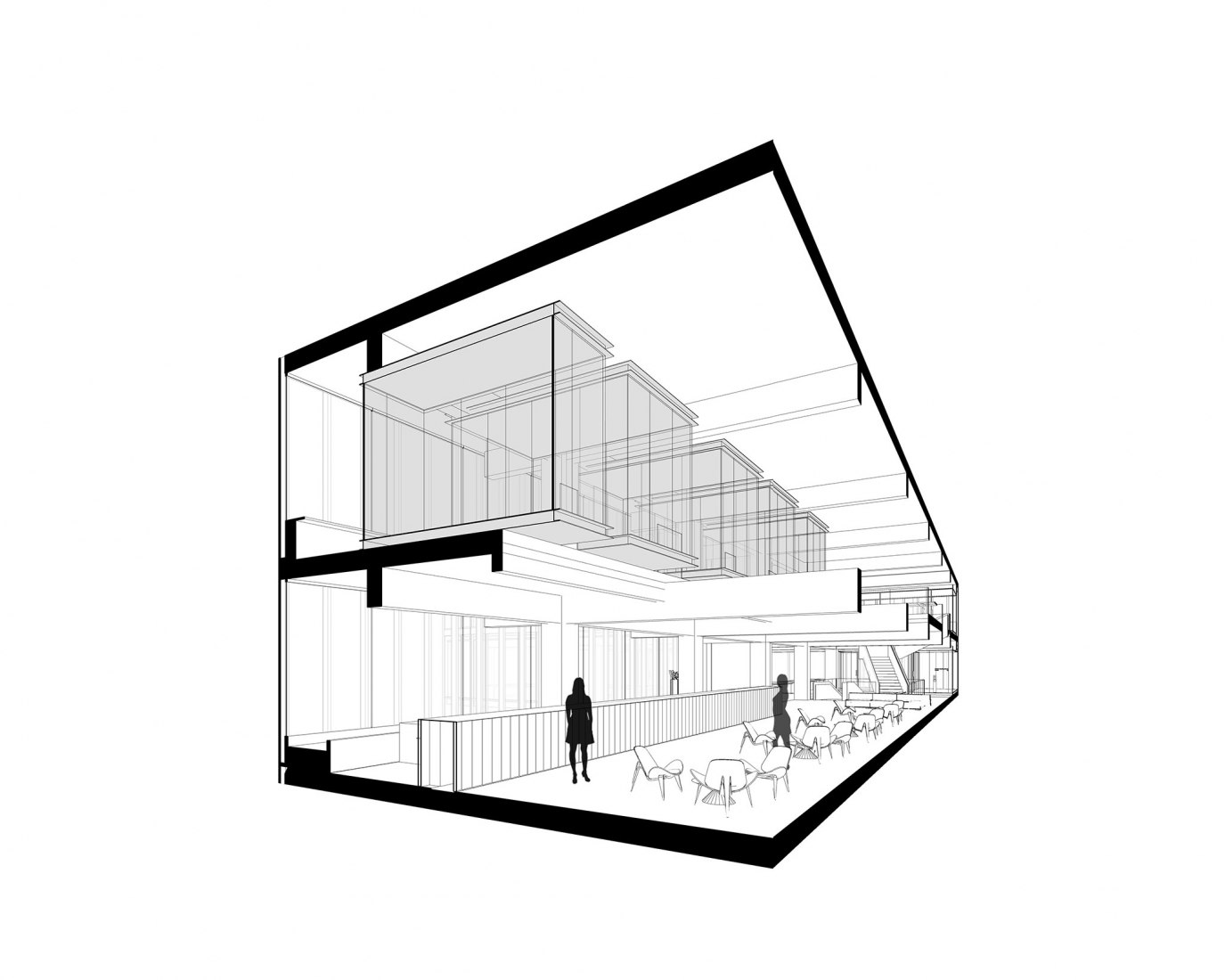 Axonométrica. Shenzhen Yeahka C4 Office Design por JSPA Design.