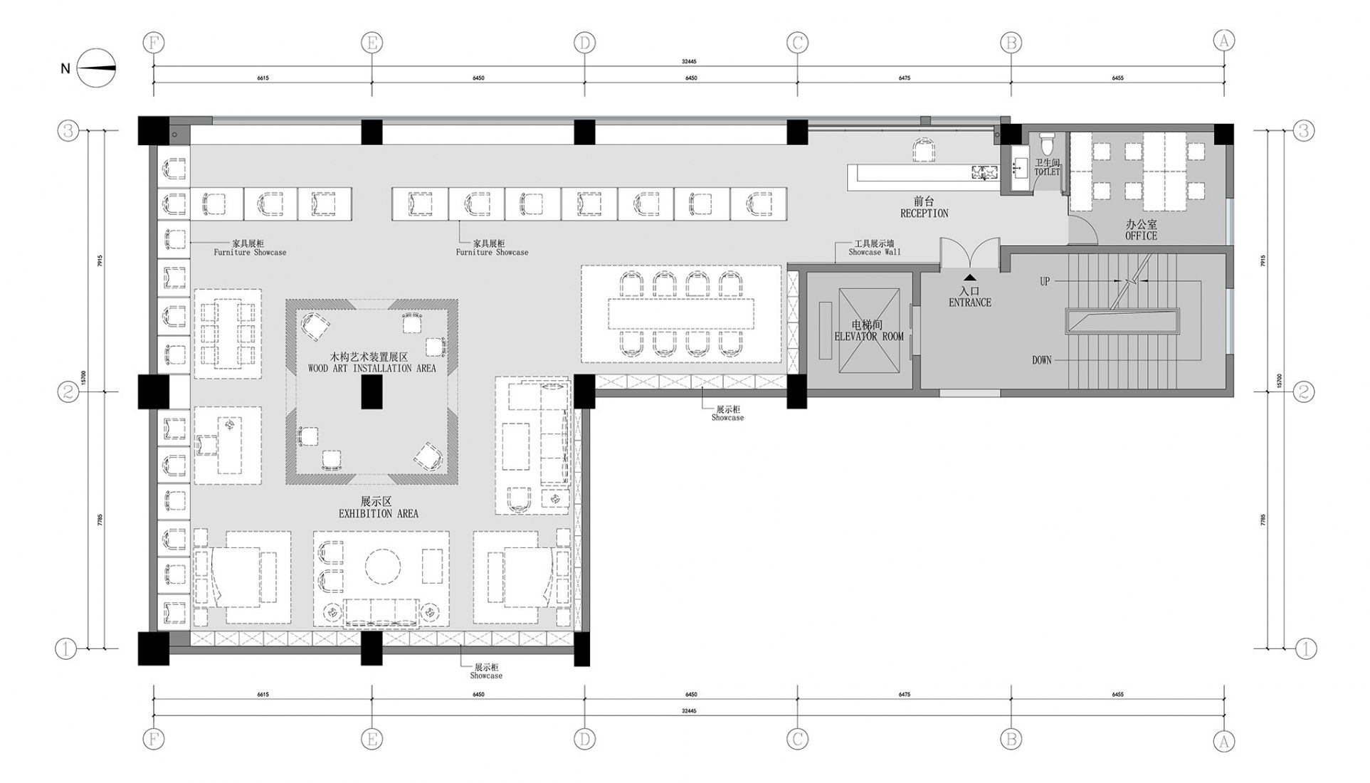Plano de planta. Taller y espacio de exposición de Shenzhen Qizhushe por YI+MU.