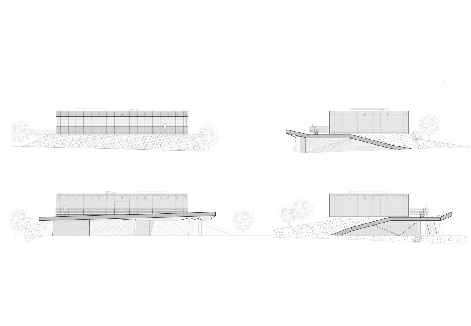 Alzados. Centro en recuerdo del terremoto de Bolu por YNRDG Architecture.