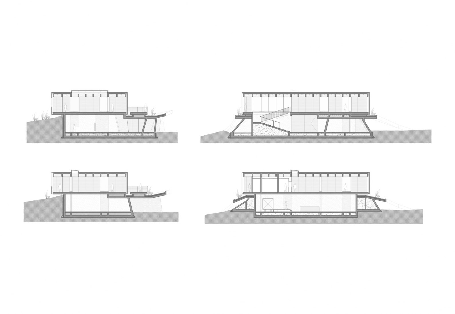 Secciones. Centro en recuerdo del terremoto de Bolu por YNRDG Architecture.