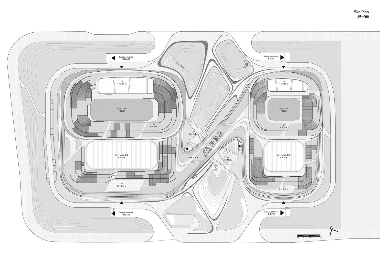 Site plan. Infinitus Plaza by Zaha Hadid Architects.