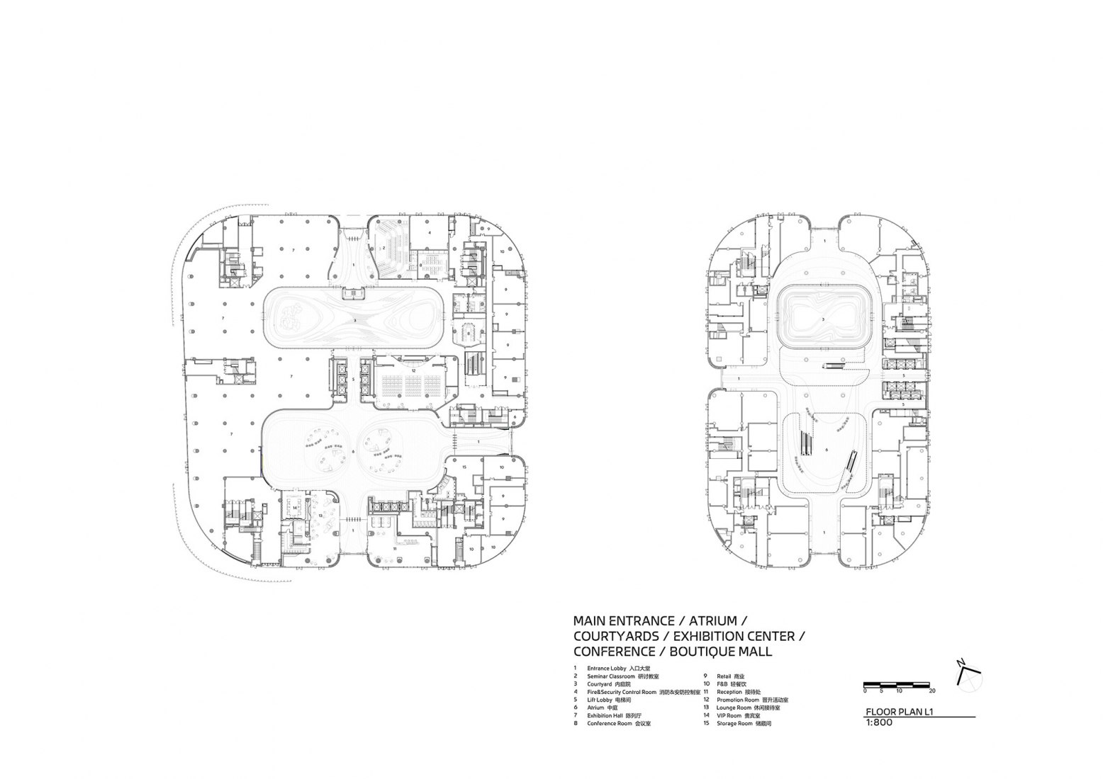 First floor plan. Infinitus Plaza by Zaha Hadid Architects.