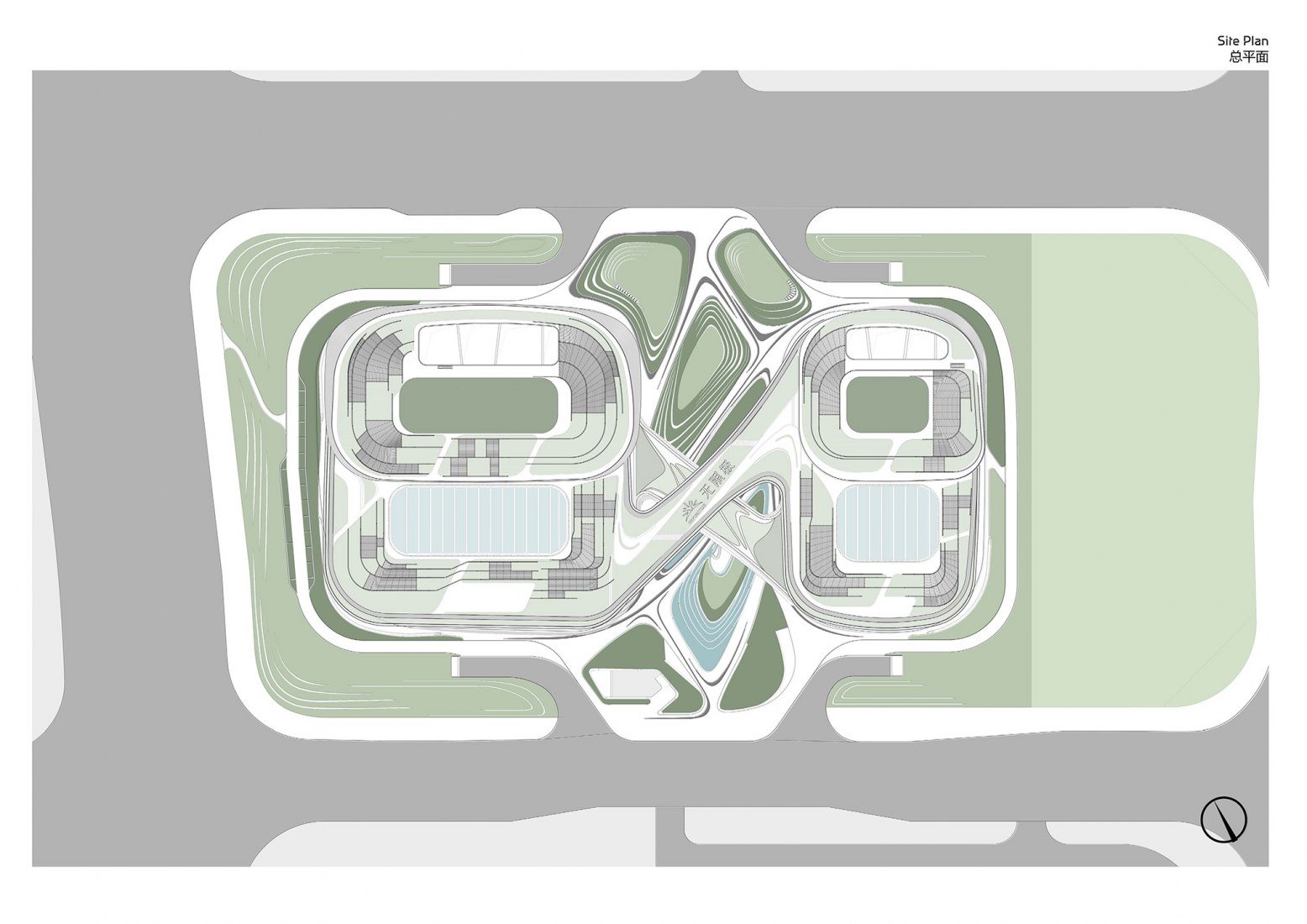 Site Plan Analysis. Infinitus Plaza by Zaha Hadid Architects.
