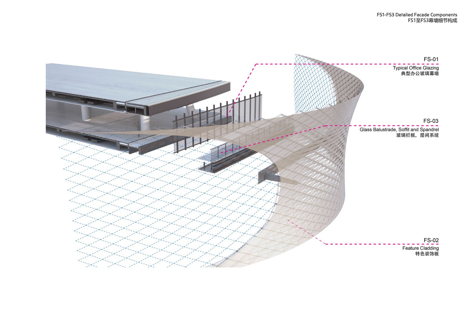 Detailed Façade Components. Infinitus Plaza by Zaha Hadid Architects.