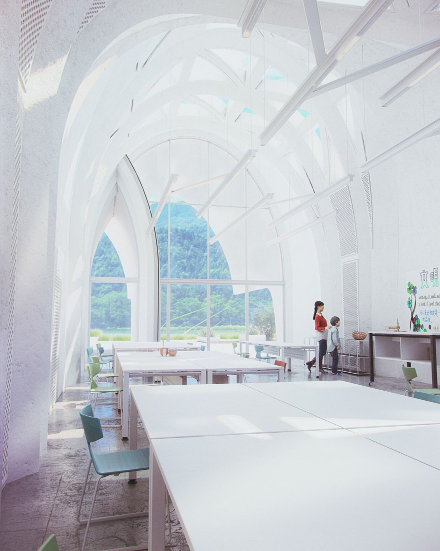 Workshop. Parabolic-Vaulted School Campus by Zaha Hadid Architects. Image courtesy of ZHA