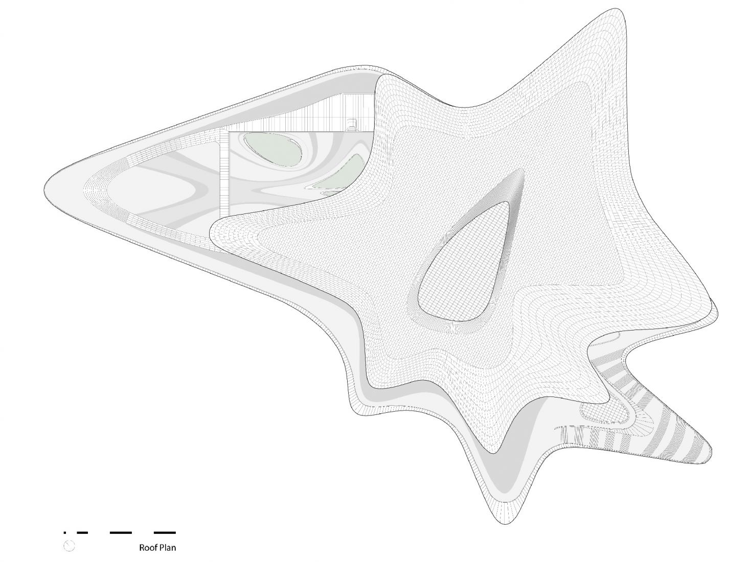 Planta de cubierta. Museo de ciencia ficción Chengdu por Zaha Hadid Architects.
