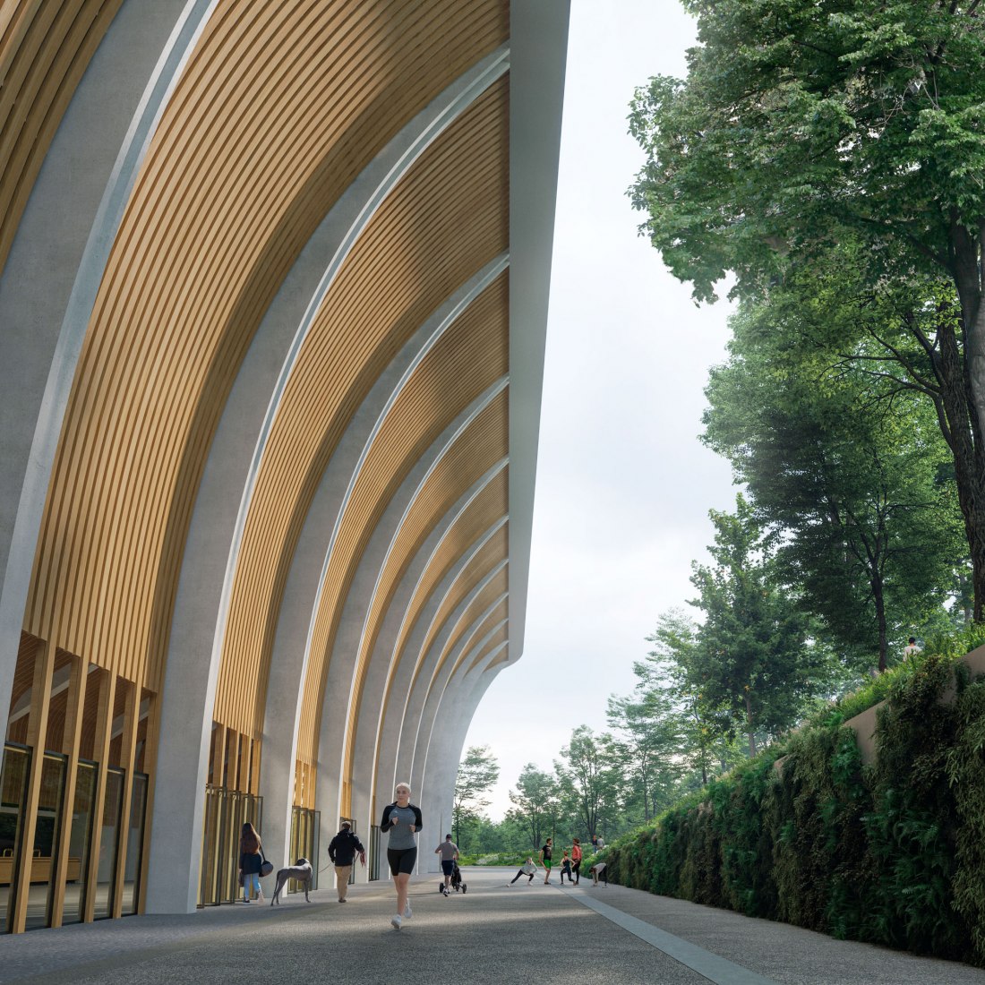 Estadio Aarhus por Zaha Hadid Architects. Visualización por Negativ