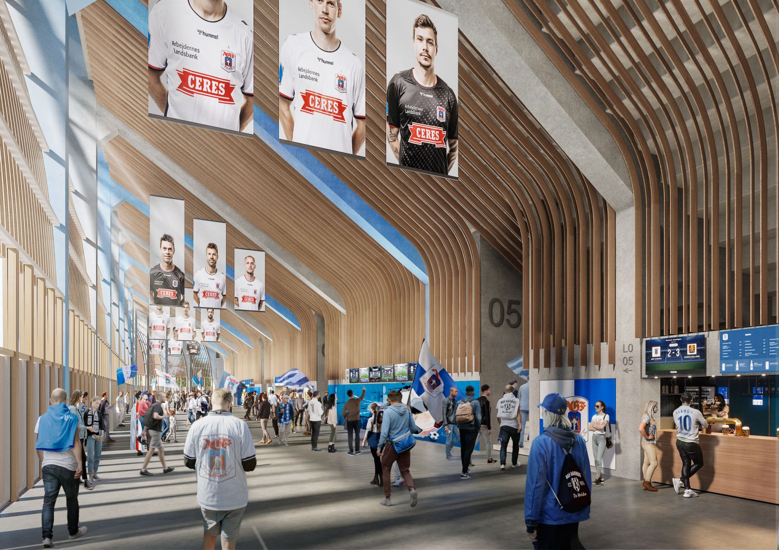 Estadio Aarhus por Zaha Hadid Architects. Visualización por Negativ
