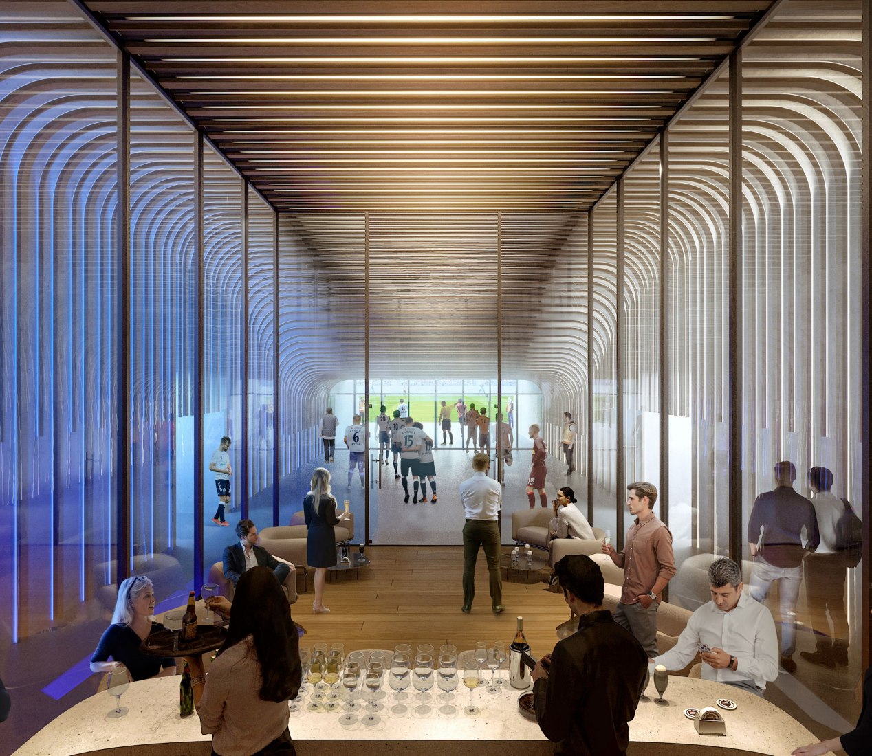 Estadio Aarhus por Zaha Hadid Architects. Visualización por Negativ