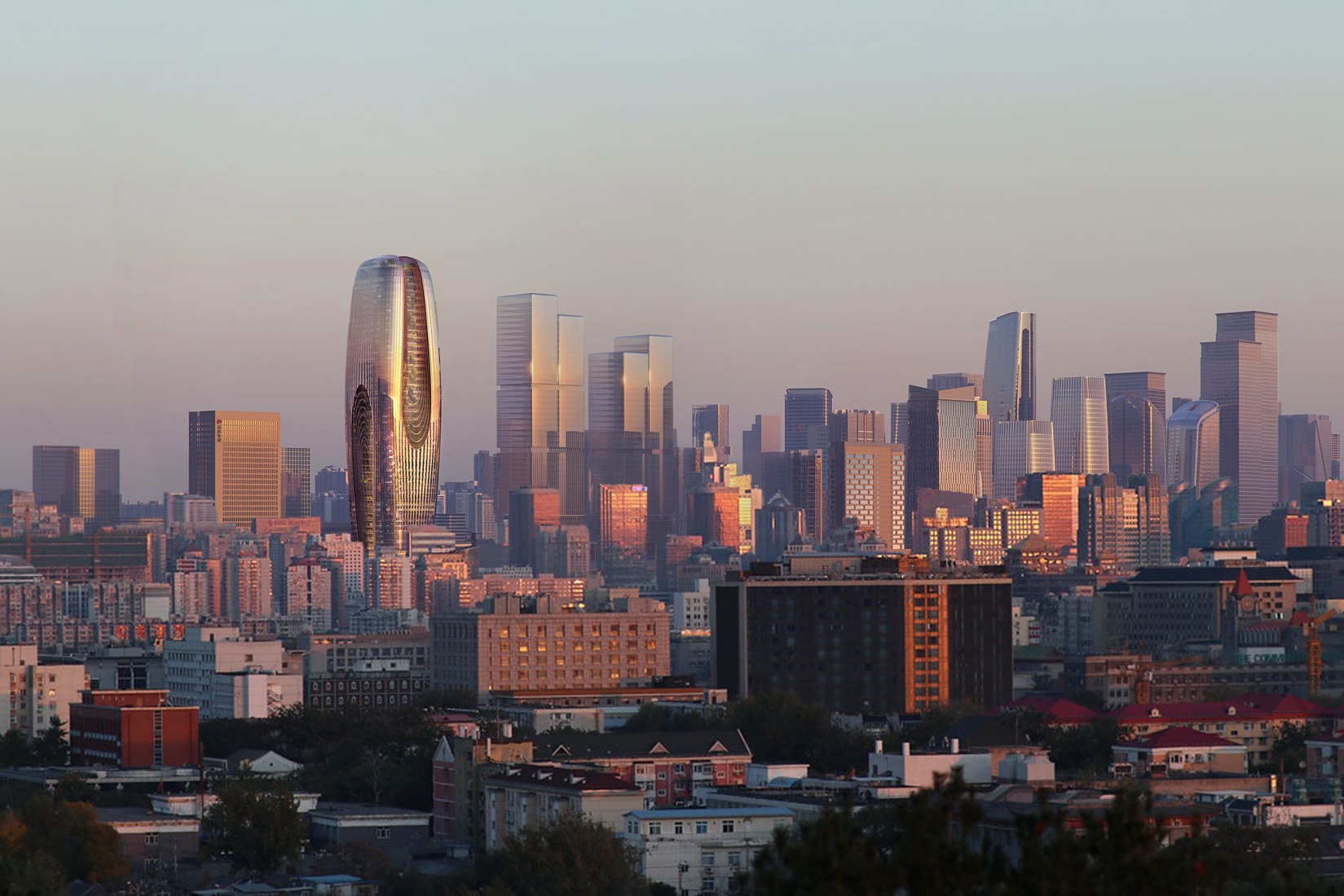 Daxia Tower by Zaha Hadid Architects. Rendering by Atchain.