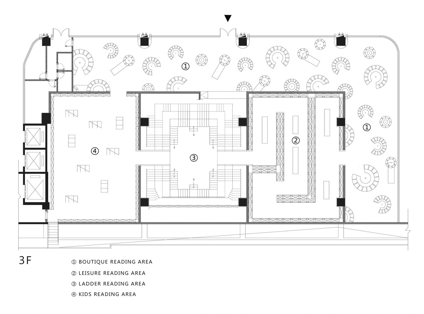 Planta tercera. Librería Zhongshuge por X+LIVING.