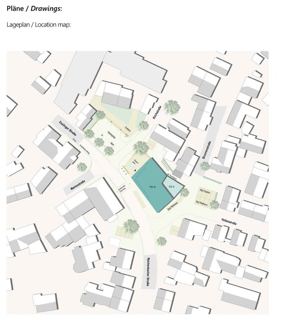 Plano de localización. Nuevo edificio del Ayuntamiento de Baltmannsweiler por Zoll Architekten