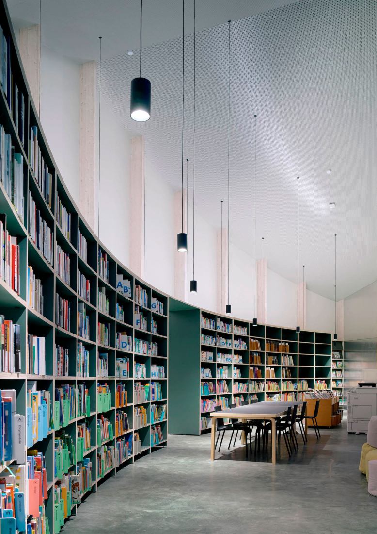 Public library in Sint-Martens-Latem by OFFICE Kersten Geers David Van Severen. Photograph by Bas Princen.