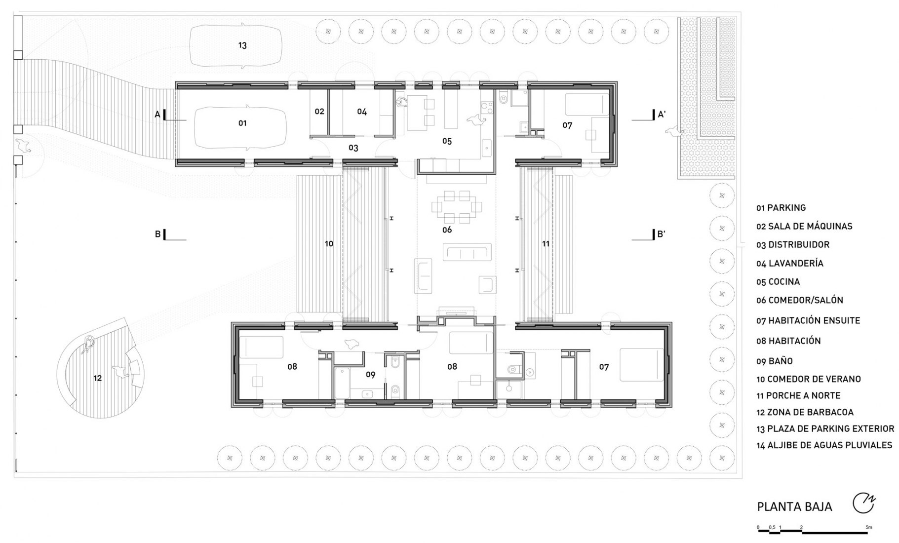 Planta baja. Casa es Carnatge por MIEL Arquitectos. Imagen cortesía de MIEL Arquitectos